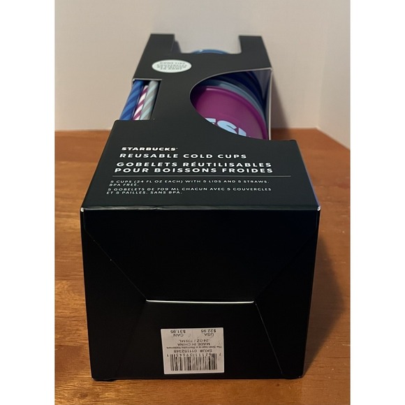 Starbucks Summer 2024 Printed Dome Lid Reusable Plastic Cold Cups Box Set x5 - Picture 6 of 6